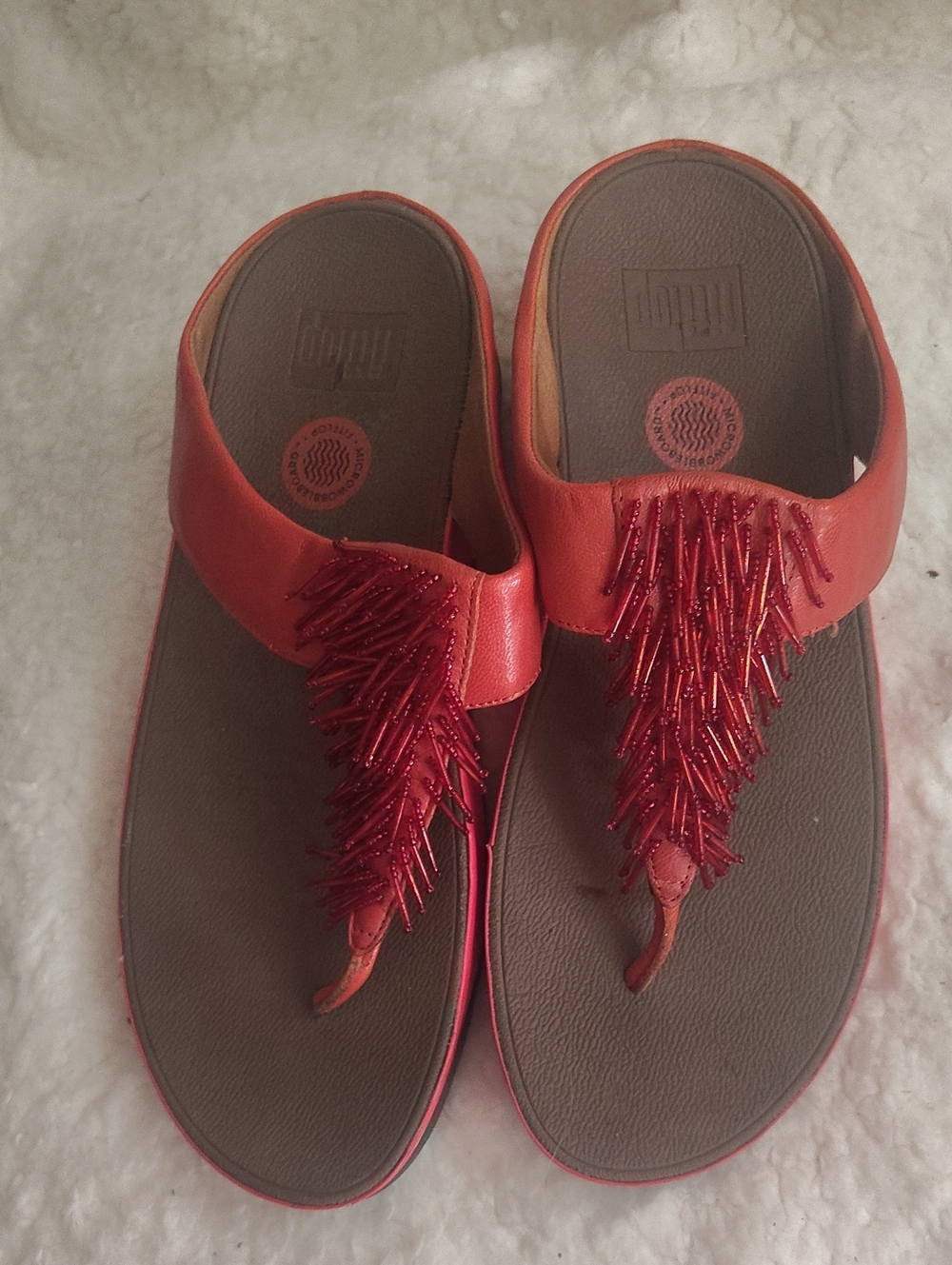Fitflop Red Beaded Thong Sandals